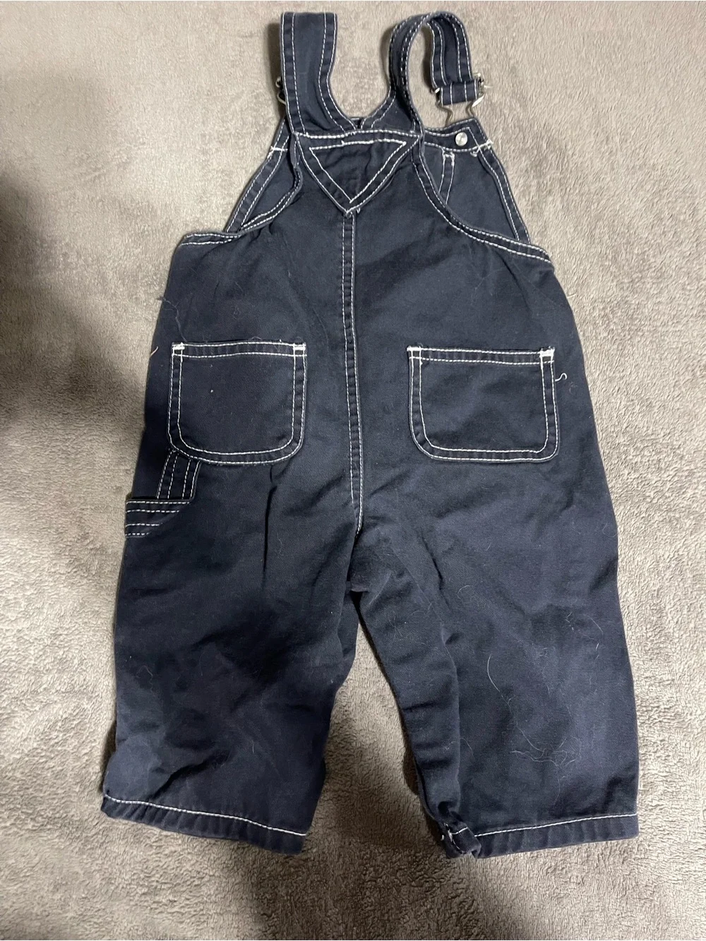 Navy‎ Blue Toddler Overalls with Green Crocodile & Bug Embroidery Y2K
